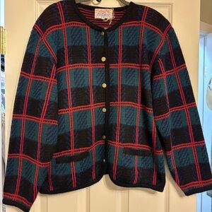 Vintage 90s Plaid Button-Up Women's Cardigan